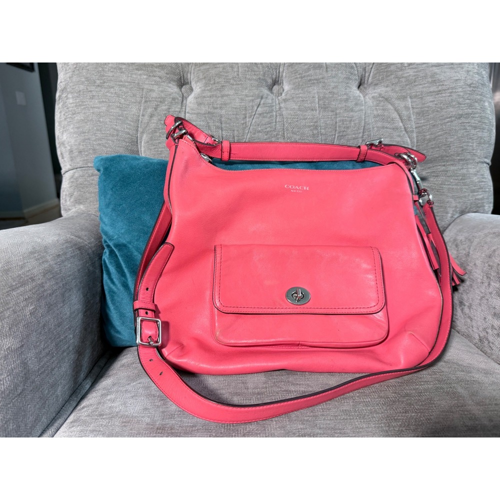 Coach Legacy Penny Shoulder Bag Coral Pink Leather Hobo Crossbody 22381